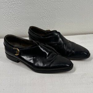 Emilio Franco Monk Strap Dress Shoes Black Leather Square Toe Size 9.5